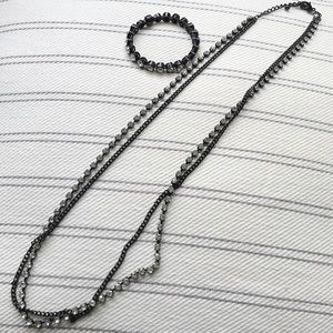 Long double necklace with bracelet